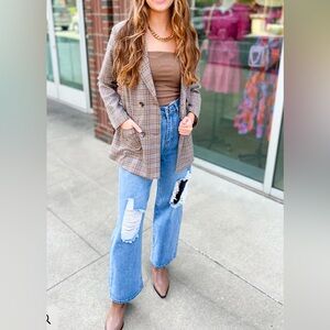 Nash grey small blazer plaid button up